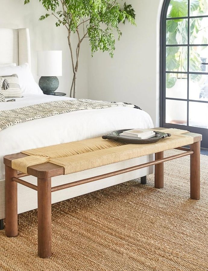 14 Natural Woven  Bedroom Benches You’ll Love.